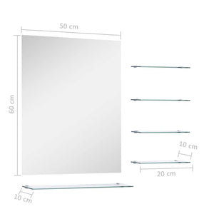 Καθρέφτης Τοίχου Ασημί 50 x 60 εκ. με 5 Ράφια - Pakobazaar