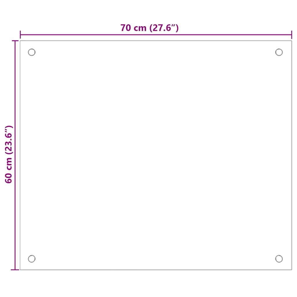 Πλάτη Κουζίνας Λευκή 70 x 60 εκ. από Ψημένο Γυαλί - PAKOBAZAAR
