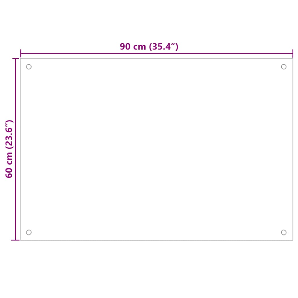 Πλάτη Κουζίνας Λευκή 90 x 60 εκ. από Ψημένο Γυαλί - PAKOBAZAAR