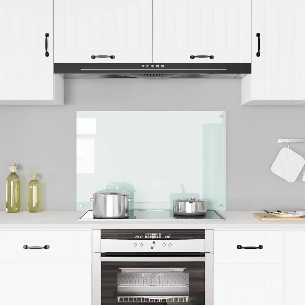 Πλάτη Κουζίνας Λευκή 90 x 60 εκ. από Ψημένο Γυαλί - PAKOBAZAAR