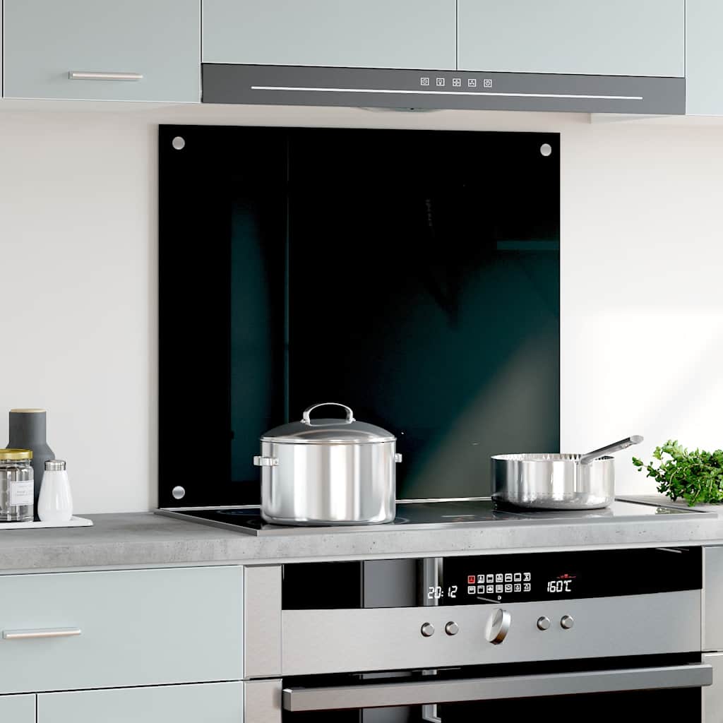 Πλάτη Κουζίνας Μαύρη 70 x 60 εκ. από Ψημένο Γυαλί - PAKOBAZAAR