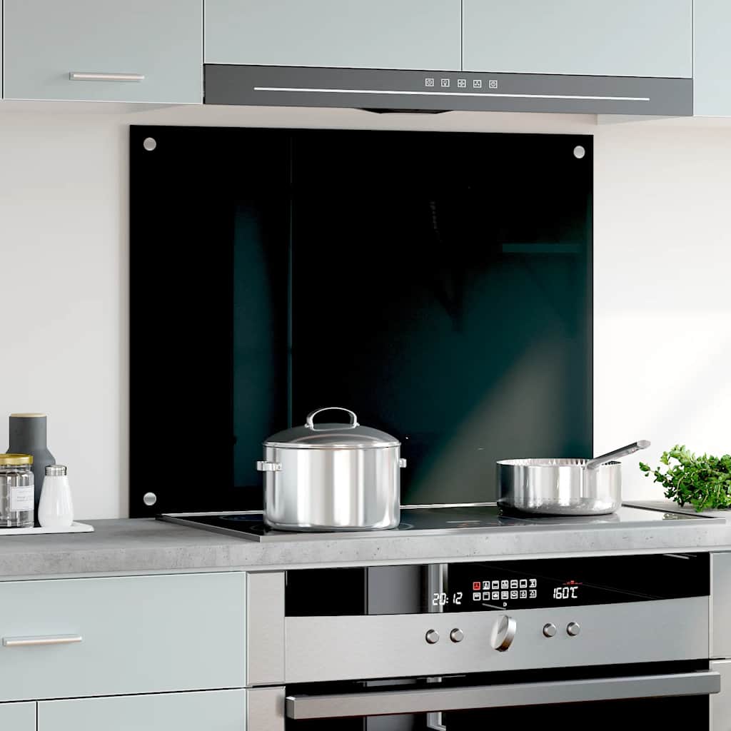 Πλάτη Κουζίνας Μαύρη 80 x 60 εκ. από Ψημένο Γυαλί - PAKOBAZAAR