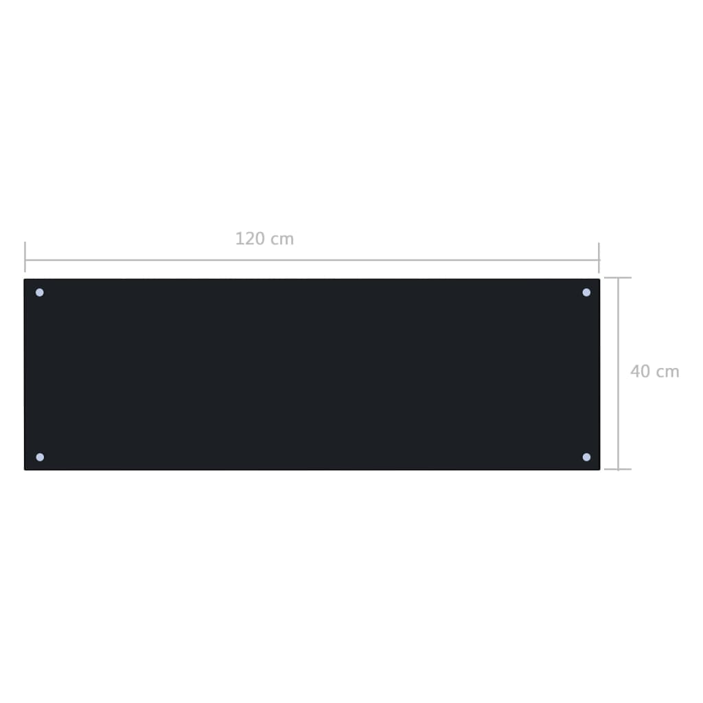 Πλάτη Κουζίνας Μαύρη 120 x 40 εκ. από Ψημένο Γυαλί