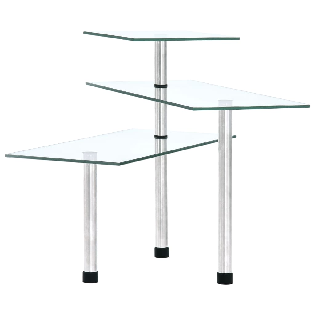 Ράφι Κουζίνας Γωνιακό Τριώροφο από Ψημένο Γυαλί - PAKOBAZAAR