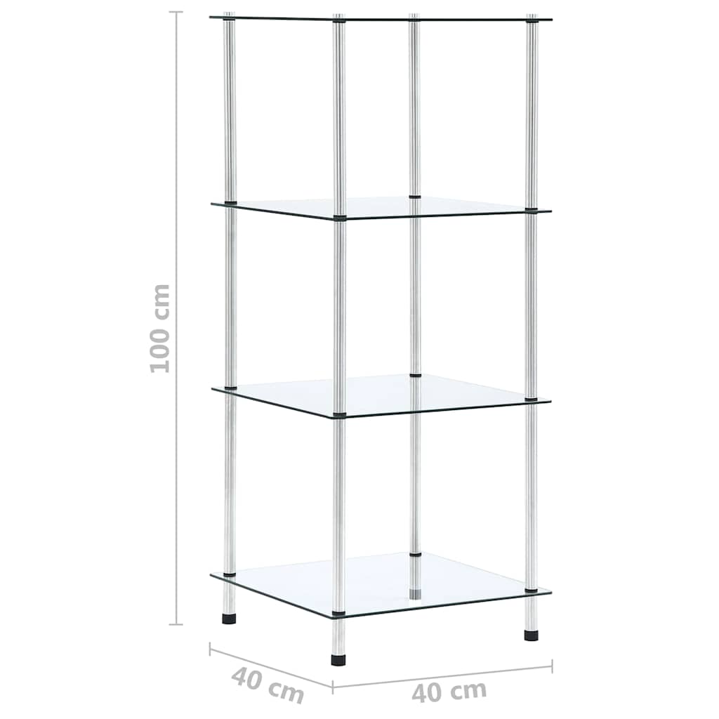 Τραπεζάκι Σαλονιού 4 Επιπέδων Διαφανές 40x40x100 εκ Ψημ. Γυαλί - PAKOBAZAAR