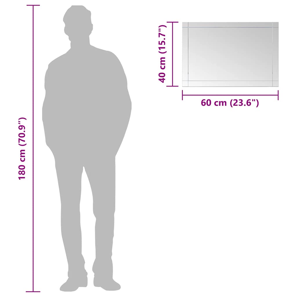 Καθρέφτης Τοίχου 60 x 40 εκ. Γυάλινος - PAKOBAZAAR