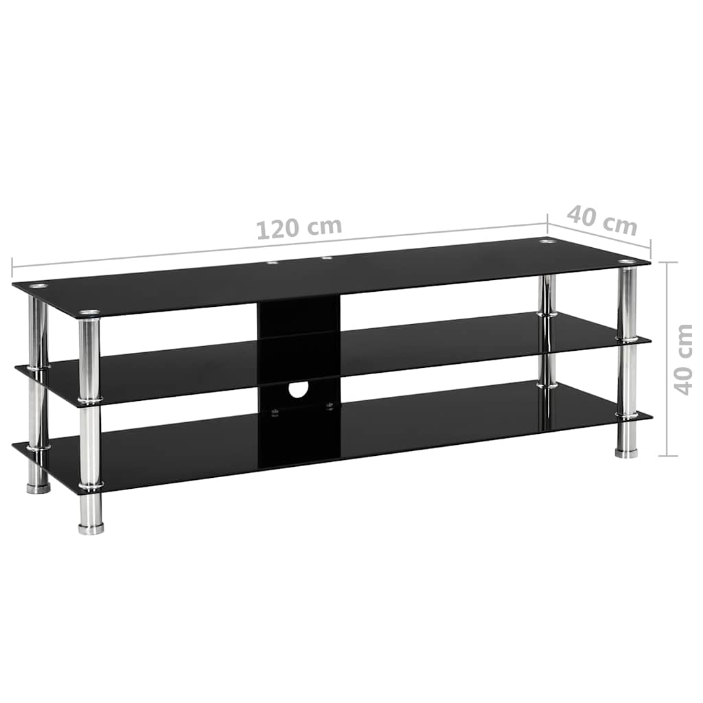Έπιπλο Τηλεόρασης Μαύρο 120 x 40 x 40 εκ. από Ψημένο Γυαλί