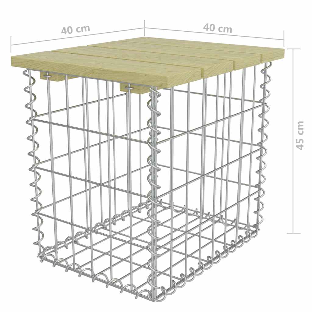 Υποπόδιο Κήπου Γκρι 40x40x45εκ. Γαλβ. Χάλυβας Μασίφ Ξύλο Πεύκου