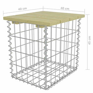 Υποπόδιο Κήπου Γκρι 40x40x45εκ. Γαλβ. Χάλυβας Μασίφ Ξύλο Πεύκου