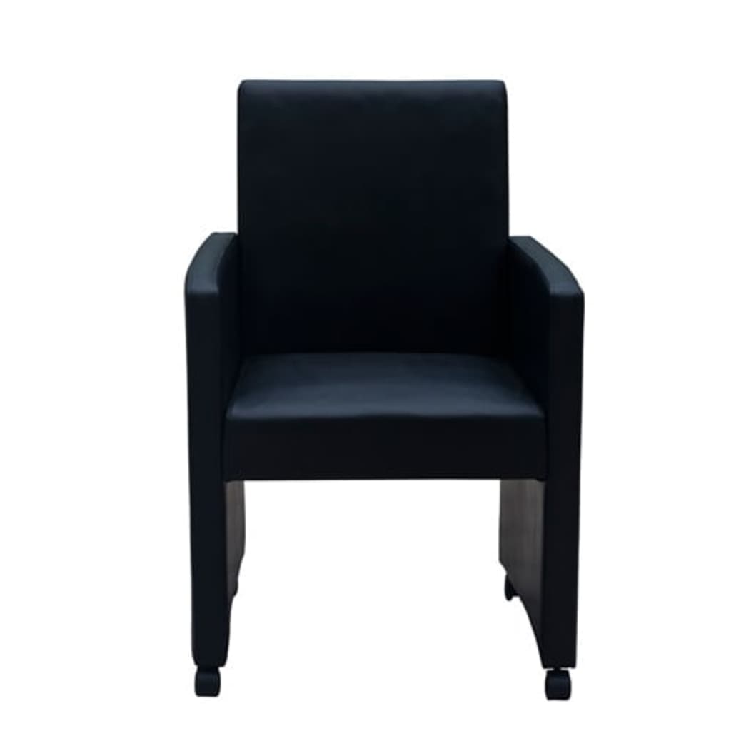 Καρέκλες Τραπεζαρίας 2 τεμ. Μαύρες Συνθ. Δέρμα - Pakobazaar