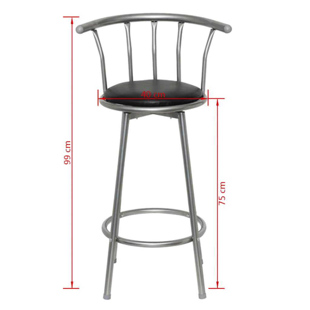 Σκαμπό Μπαρ 2 τεμ. Μαύρα από Συνθετικό Δέρμα - Pakobazaar