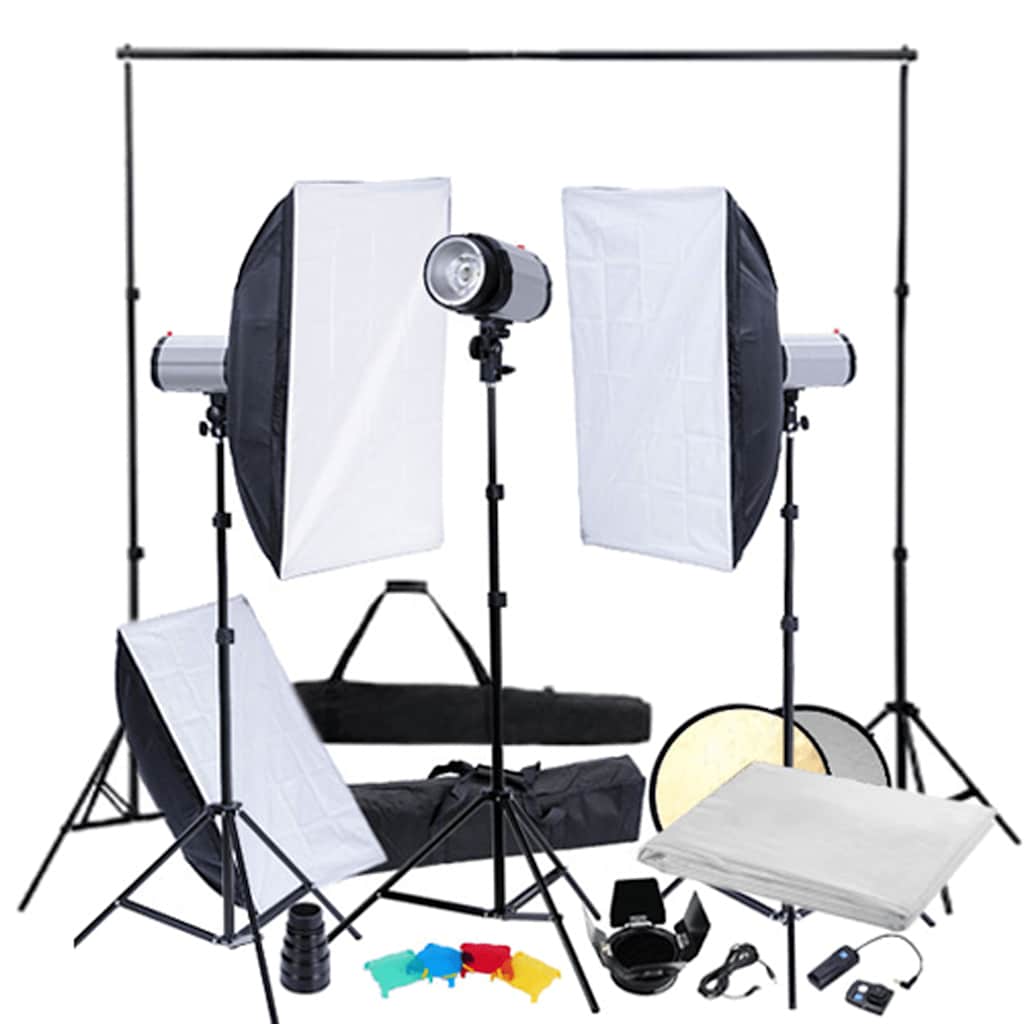 Σετ Εξοπλισμού Studio: Softbox, Τρίποδα & 3 Κεφαλές Flash - Pakobazaar