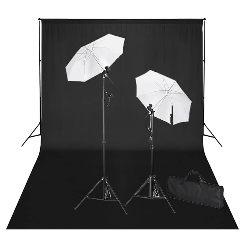 Σετ Studio: Σύστημα Φόντου Μαύρο 600 x 300 εκ. & Φωτισμός - PAKOBAZAAR