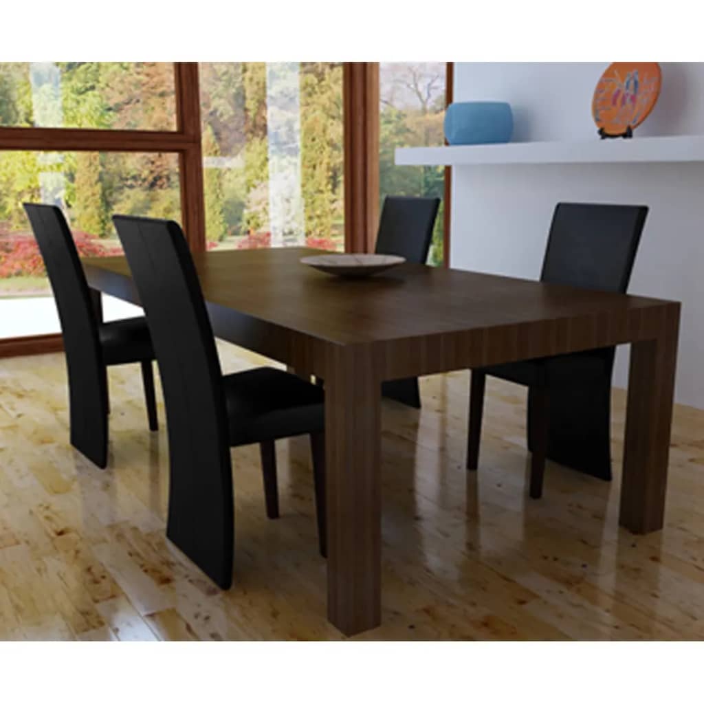 Καρέκλες Τραπεζαρίας 4 τεμ. Μαύρες από Συνθετικό Δέρμα - Pakobazaar