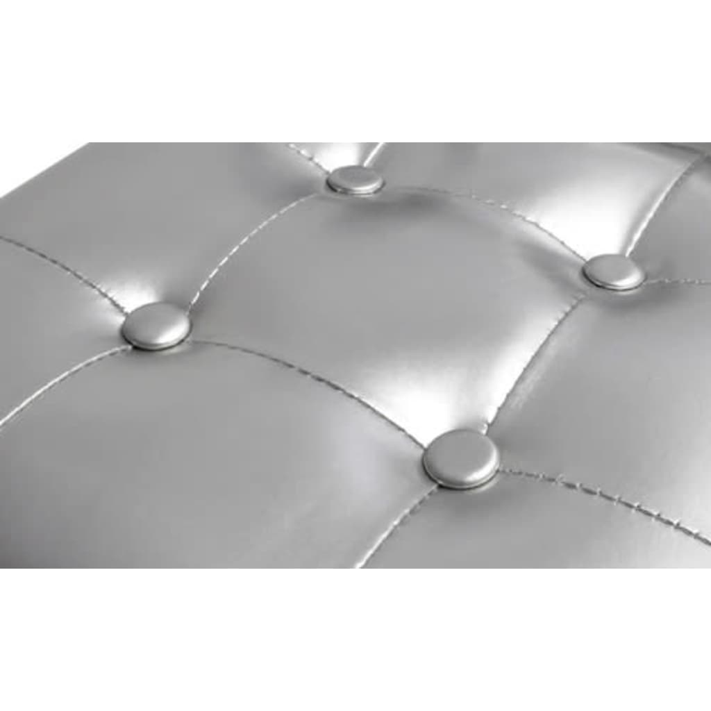 Πολυθρόνα Μπάρελ Ασημί από Συνθετικό Δέρμα με Υποπόδιο - Pakobazaar