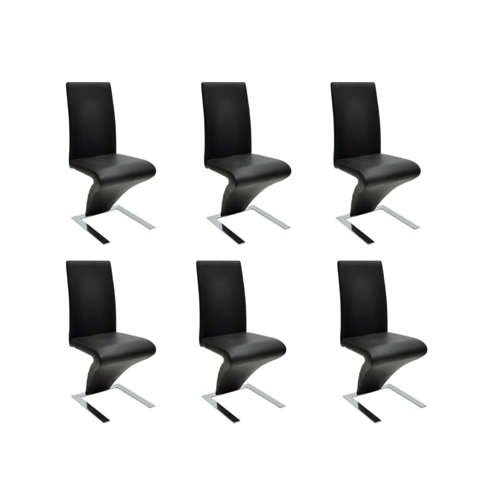 Καρέκλες Τραπεζαρίας 6 τεμ. Μαύρες από Συνθετικό Δέρμα - Pakobazaar