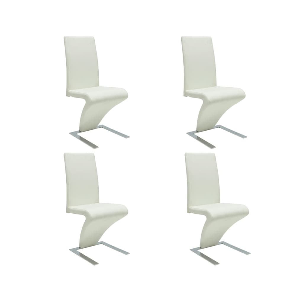 Καρέκλες Τραπεζαρίας 4 τεμ. Λευκές από Συνθετικό Δέρμα - Pakobazaar