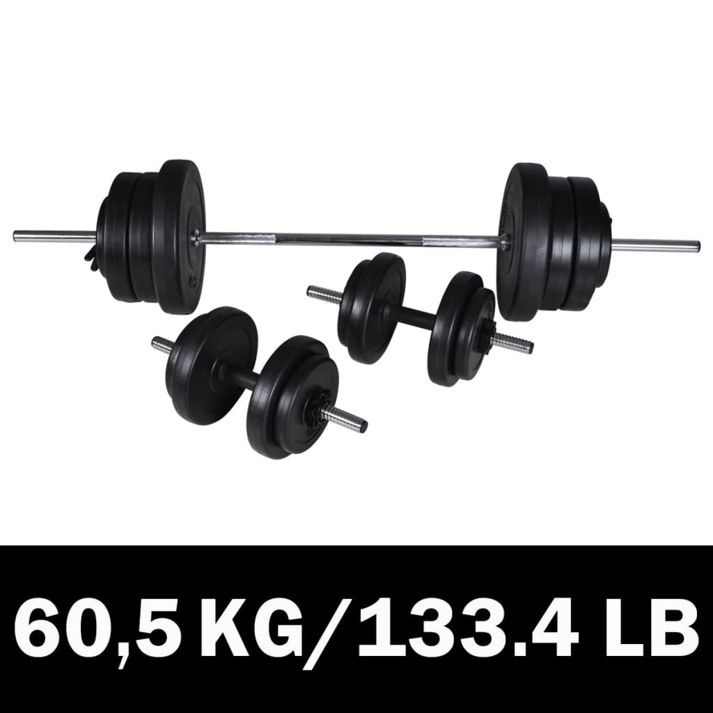 Σετ Μπάρα Άρσης Βαρών και 2 Αλτήρες με Βάρη 60,5kg - Pakobazaar