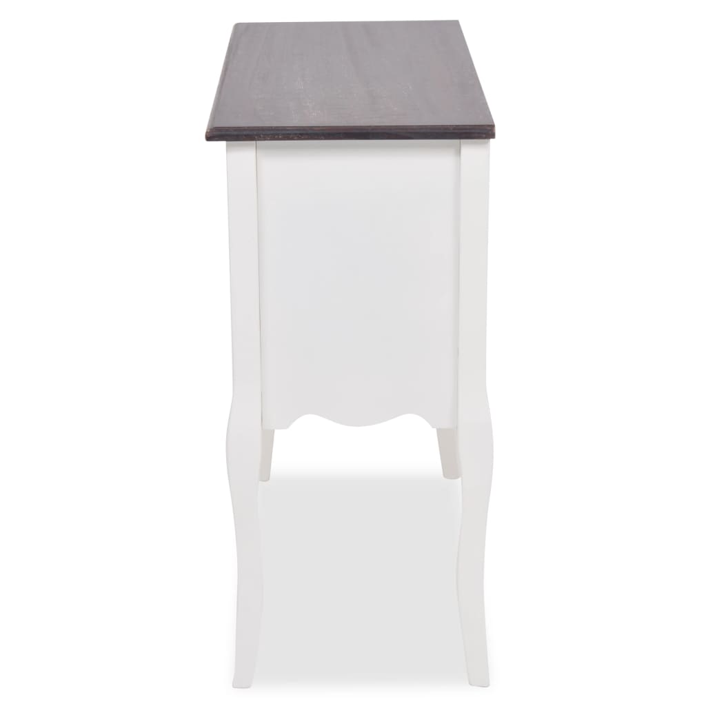 Κονσόλα Ντουλάπι με 6 Συρτάρια Καφέ/Λευκή Ξύλινη - PAKOBAZAAR