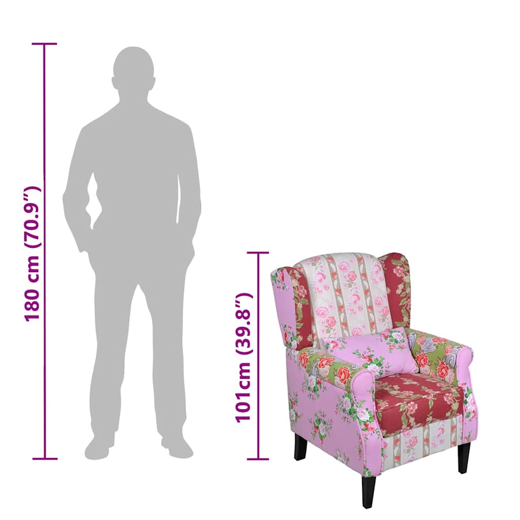 Μπερζέρα με Σχέδιο Patchwork Υφασμάτινη - PAKOBAZAAR