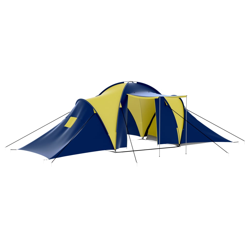 Σκηνή Camping 9 Ατόμων Μπλε / Κίτρινο Υφασμάτινη - Pakobazaar