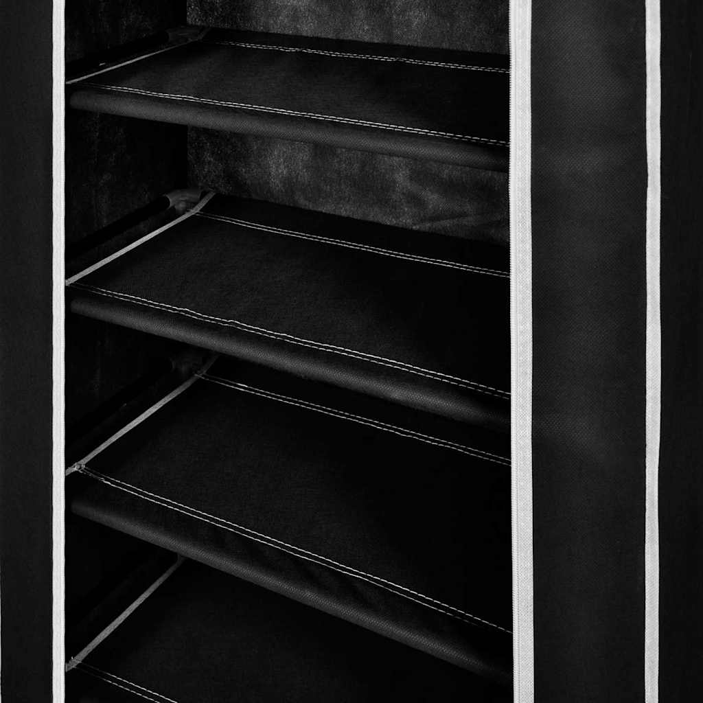 Παπουτσοθήκη με Κάλυμμα Μαύρη 58 x 28 x 106 εκ. Υφασμάτινη - PAKOBAZAAR