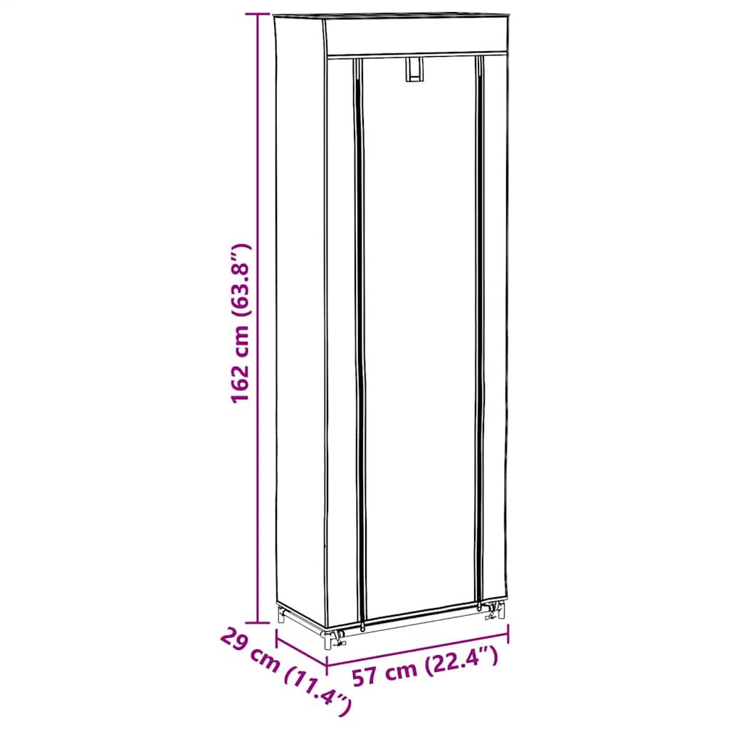 Υφασμάτινη παπουτσοθήκη με κάλυμμα 57 x 29 x 162 cm Μαύρο - PAKOBAZAAR
