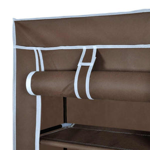 Υφασμάτινη παπουτσοθήκη με κάλυμμα 57 x 29 x 162 cm Καφέ - PAKOBAZAAR