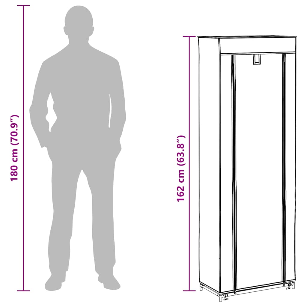 Υφασμάτινη παπουτσοθήκη με κάλυμμα 57 x 29 x 162 cm Καφέ - PAKOBAZAAR