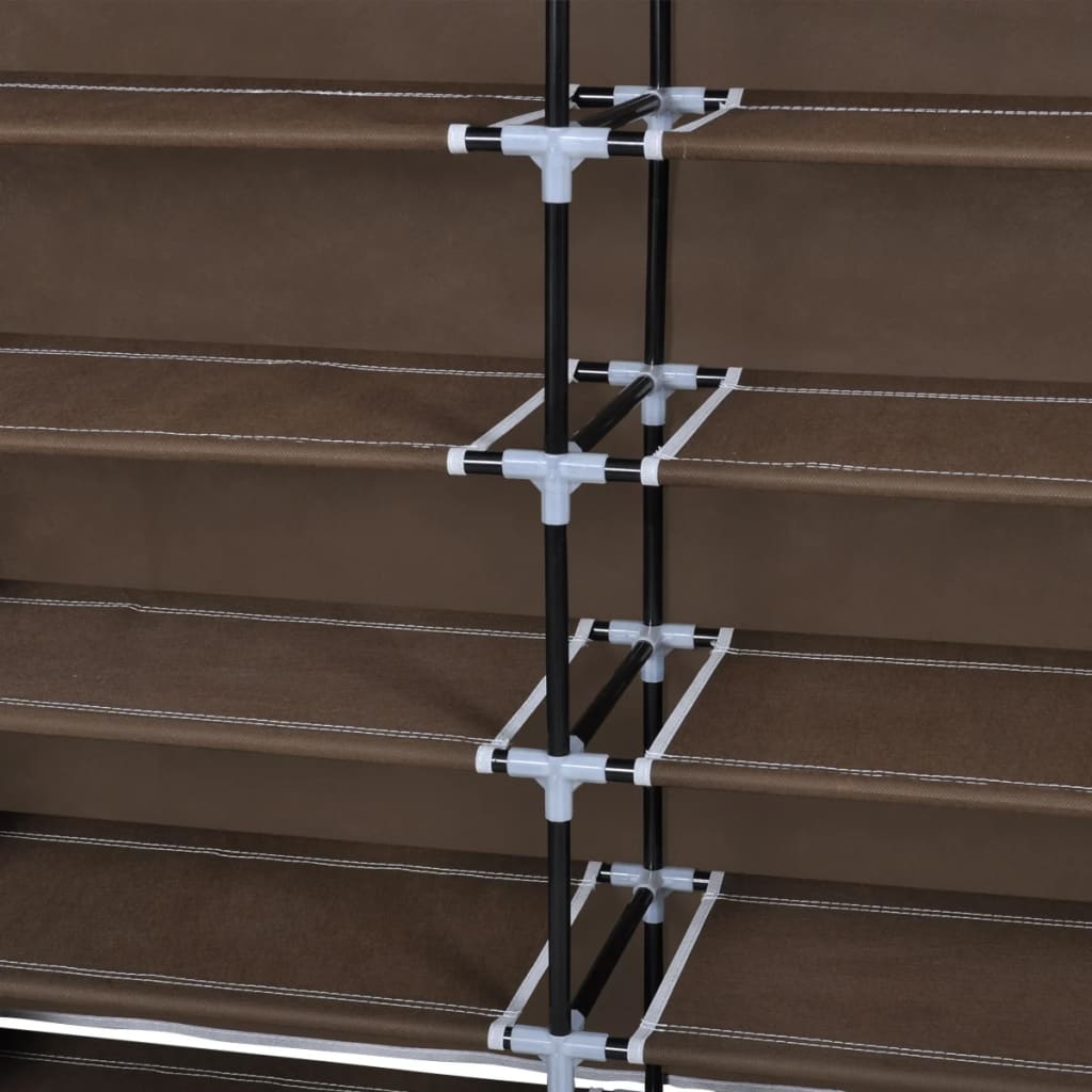 Παπουτσοθήκη με Κάλυμμα Καφέ 115 x 28 x 110 εκ. Υφασμάτινη - PAKOBAZAAR