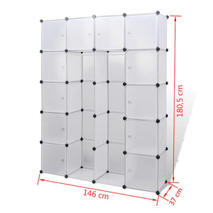 Ντουλάπα Σπονδυλωτή 14 Τμήματα Άσπρη 37 x 146 x 180,5 εκ - PAKOBAZAAR