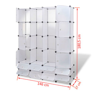 Ντουλάπα Σπονδυλωτή 18 Τμήματα Άσπρη 37 x 146 x 180,5 εκ - PAKOBAZAAR