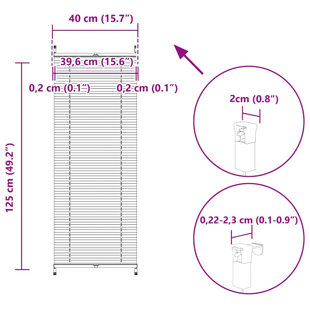Σύστημα Σκίασης Πλισέ Λευκό 40 x 125 εκ. - PAKOBAZAAR