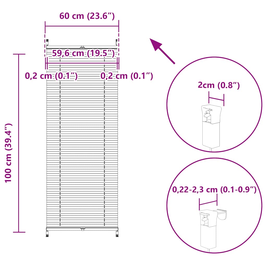 Πλισέ ρόλερ σκίασης 60x100cm Λευκό - PAKOBAZAAR