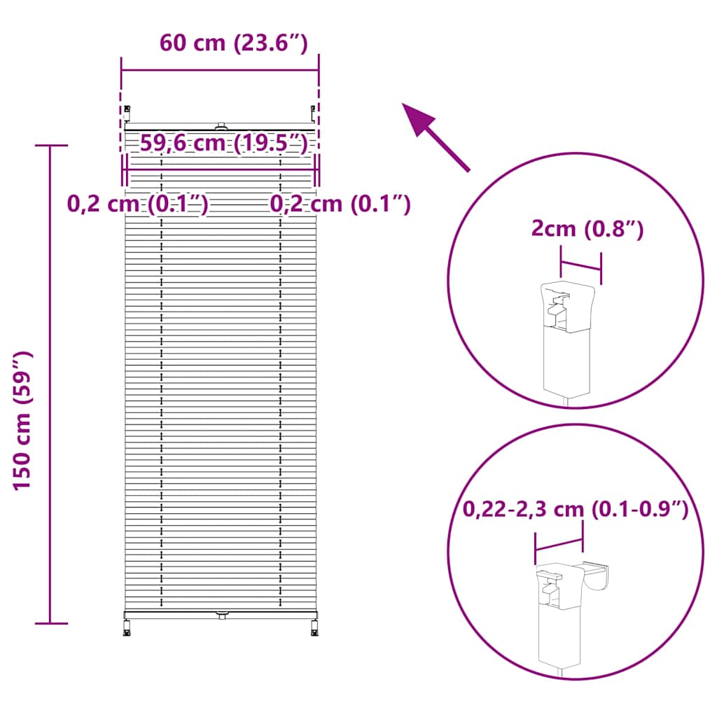 Σύστημα Σκίασης Πλισέ Λευκό 60 x 150 εκ. - Pakobazaar