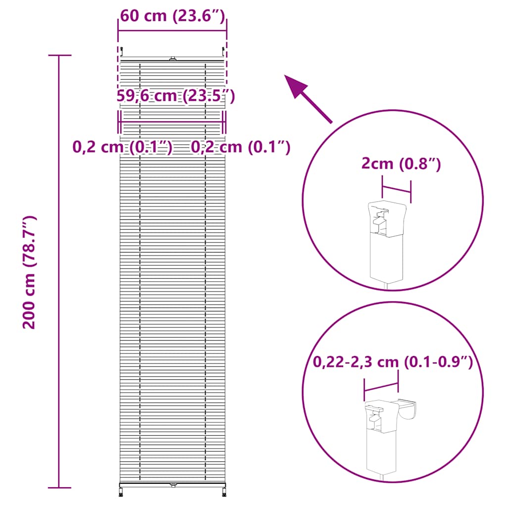 Πλισέ ρόλερ σκίασης60x200cm Λευκό - Pakobazaar