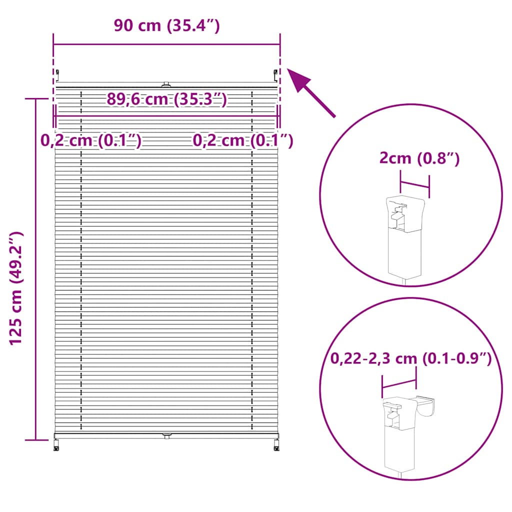 Πλισέ στόρι σκίασης 90 x 1125 cm Λευκό - PAKOBAZAAR