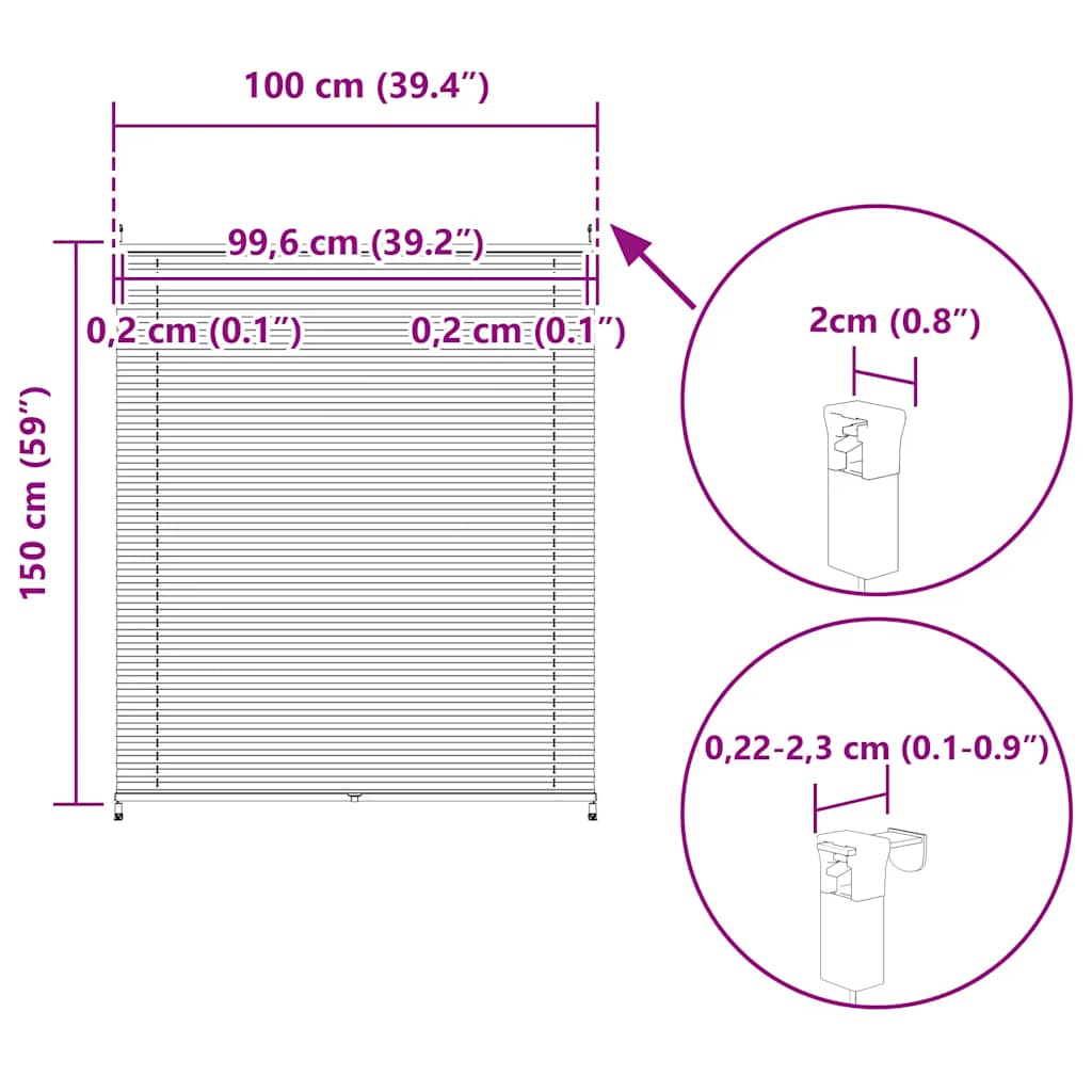 Σύστημα Σκίασης Πλισέ Λευκό 100 x 150 εκ. - PAKOBAZAAR