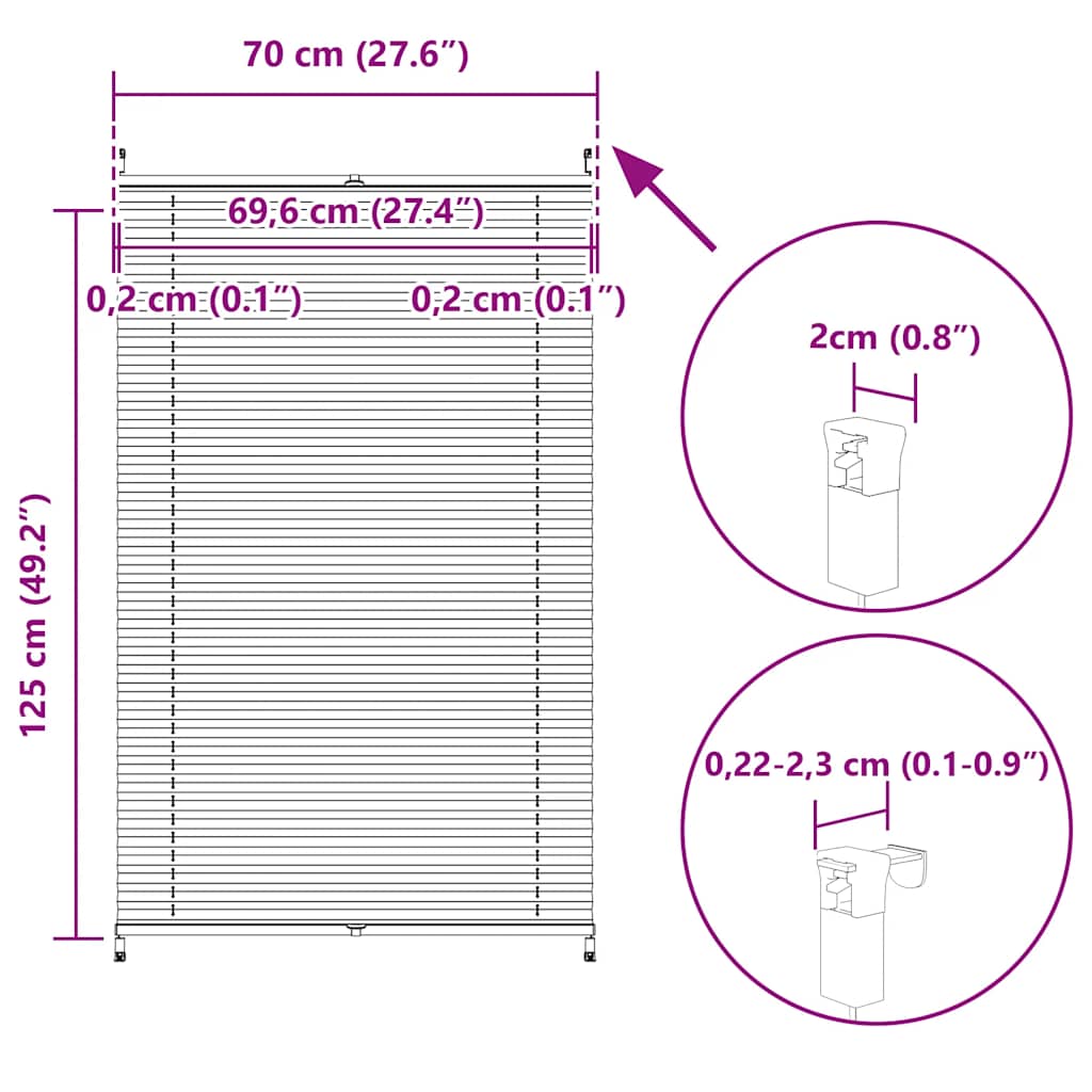 Πλισέ ρόλερ σκίασης 70x125cm Κρεμ - PAKOBAZAAR