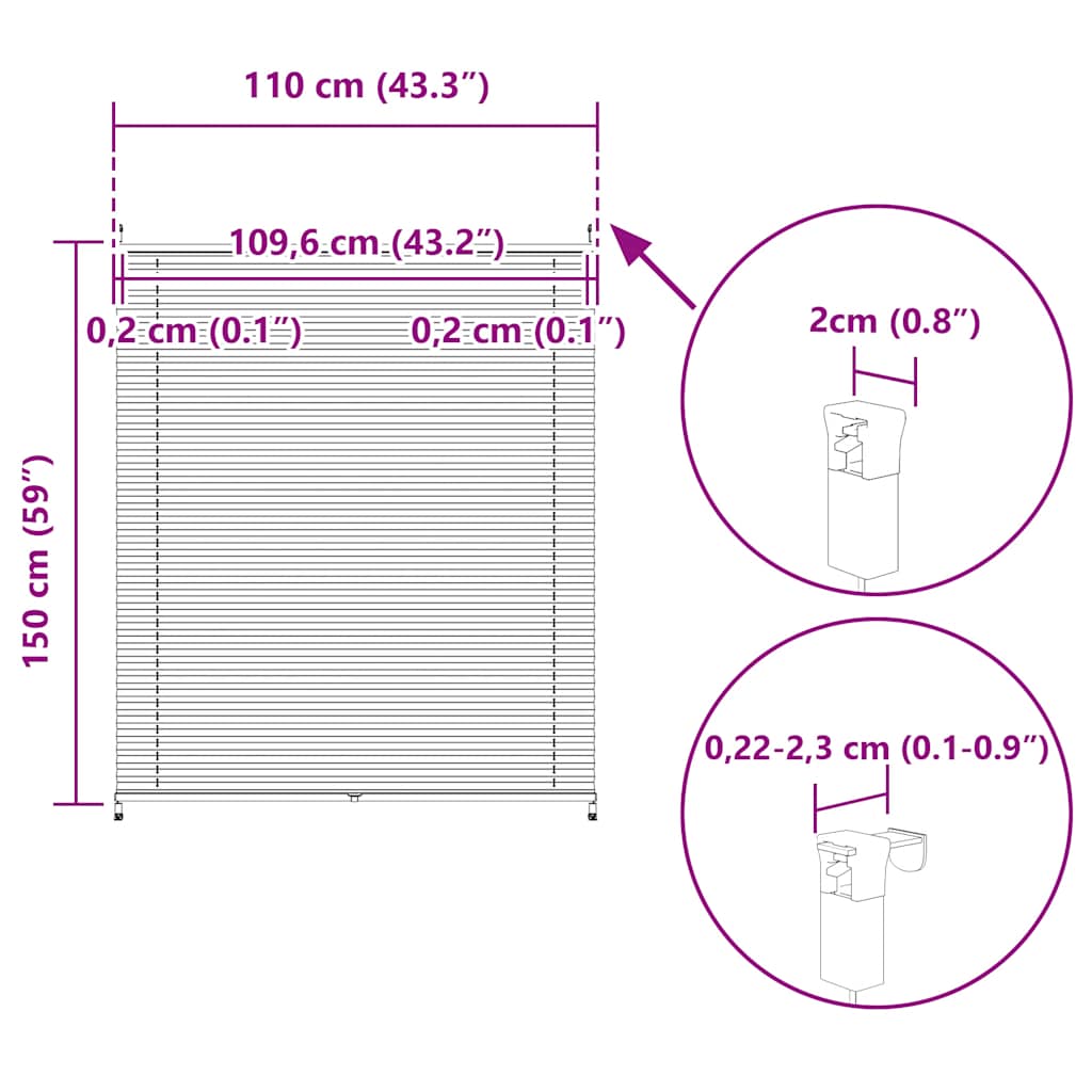 Πλισέ ρόλερ σκίασης 110x150cm Λευκό - PAKOBAZAAR