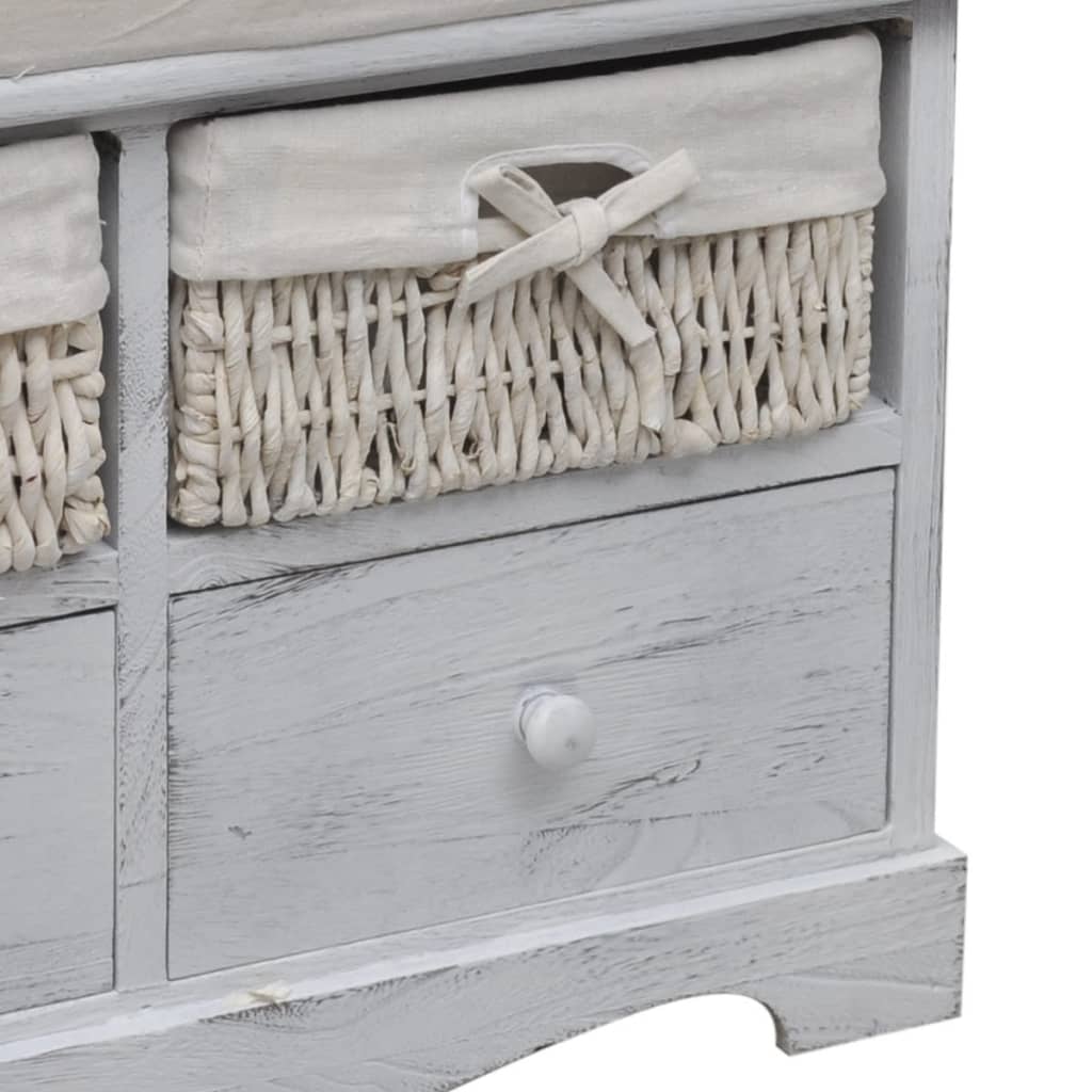 Πάγκος με Αποθηκευτικό Χώρο Λευκός 62x33x42 εκ. Ξύλο Παυλώνιας - PAKOBAZAAR