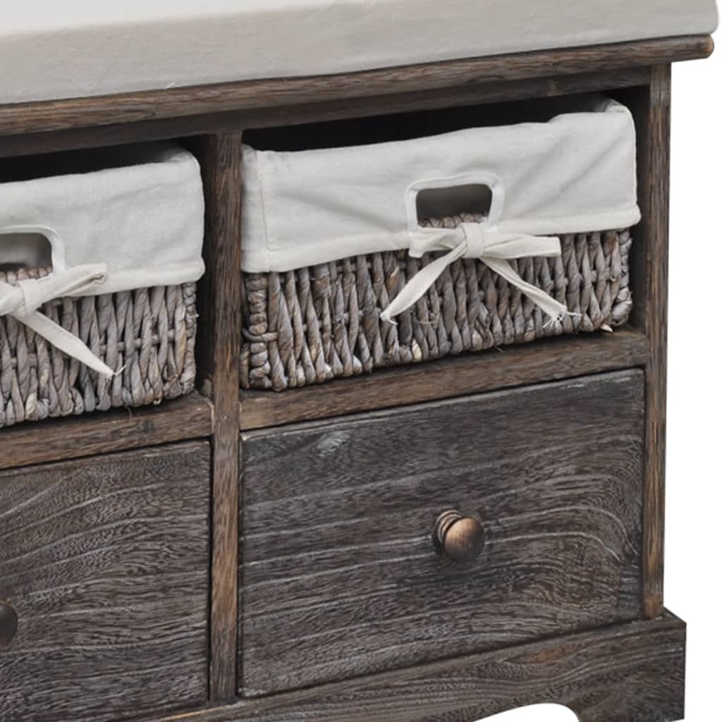 Πάγκος με Αποθηκευτικό Χώρο Καφέ 62x33x42 εκ. Ξύλο Παυλώνιας - PAKOBAZAAR
