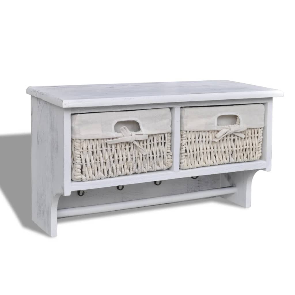 Ράφι Τοίχου Λευκό 60 x 23,5 x 33 εκ. από Ξύλο Παυλώνιας - PAKOBAZAAR