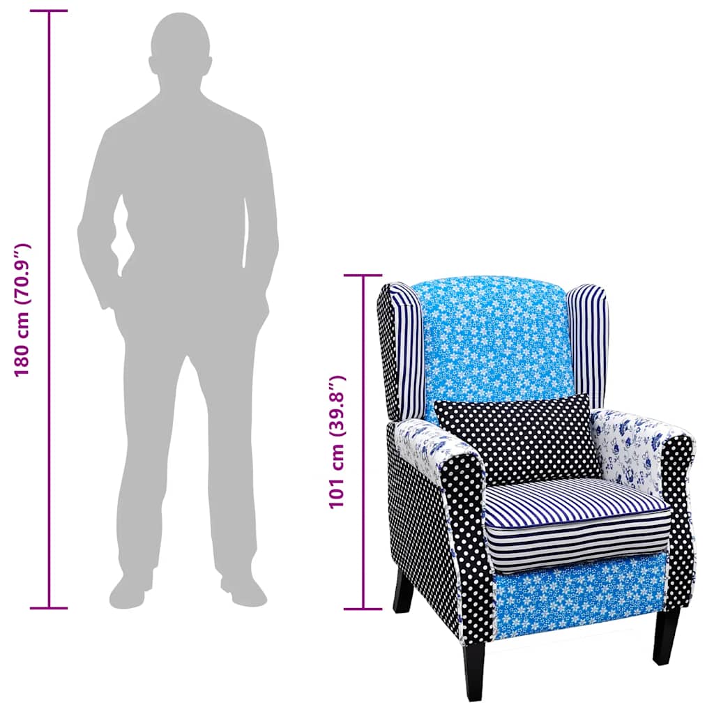 Μπερζέρα με Σχέδιο Patchwork Υφασμάτινη - PAKOBAZAAR