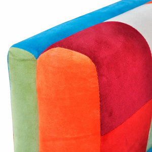 Πολυθρόνα Cube με Σχέδιο Patchwork και Πόδια Χρωμίου Υφασμάτινη - PAKOBAZAAR