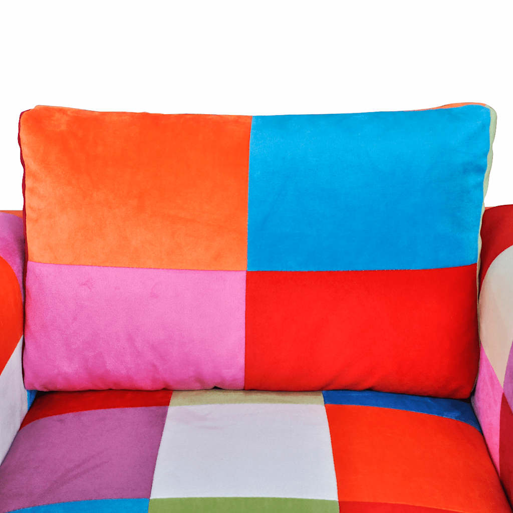 Πολυθρόνα Cube με Σχέδιο Patchwork και Πόδια Χρωμίου Υφασμάτινη - PAKOBAZAAR