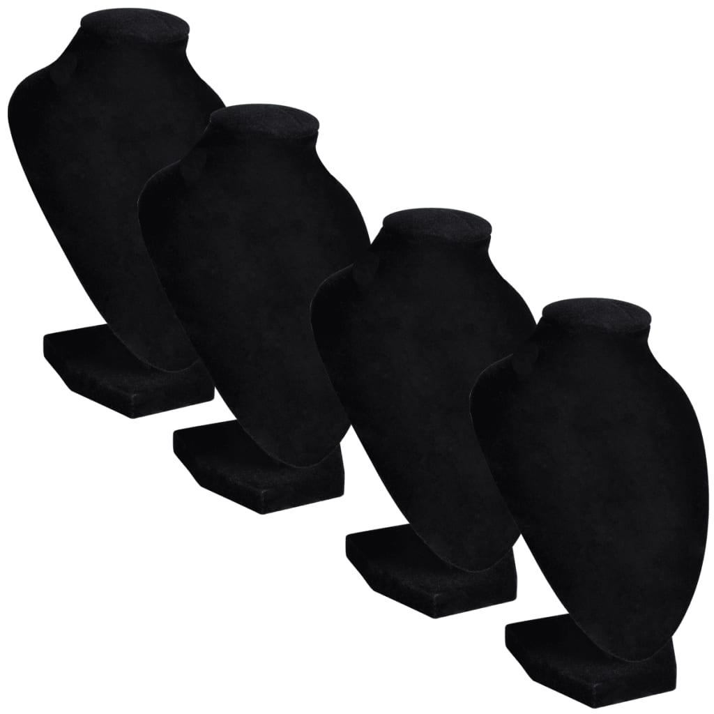 Μπούστο για Κολιέ / Βάση Κοσμημάτων 4 τεμ. Μαύρο 9x8,5x15 εκ. Βελουτέ - PAKOBAZAAR