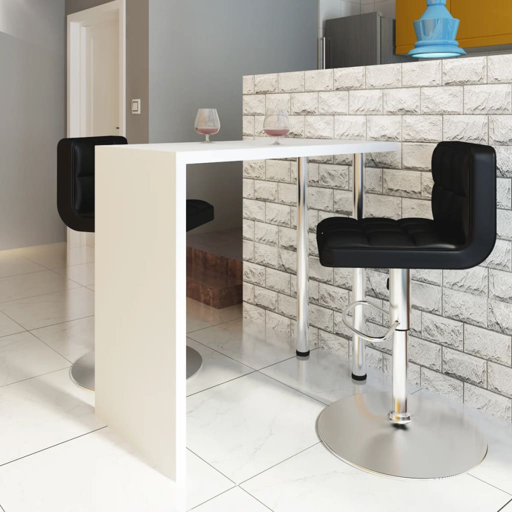 Τραπέζι Μπαρ Γυαλιστερό Λευκό από MDF με 2 Ατσάλινα Πόδια - Pakobazaar