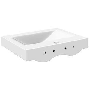 Νιπτήρας Πολυτελής Ορθογώνιος με Οπή Βρύσης Λευκός 60x46 εκ. Κεραμικός - PAKOBAZAAR