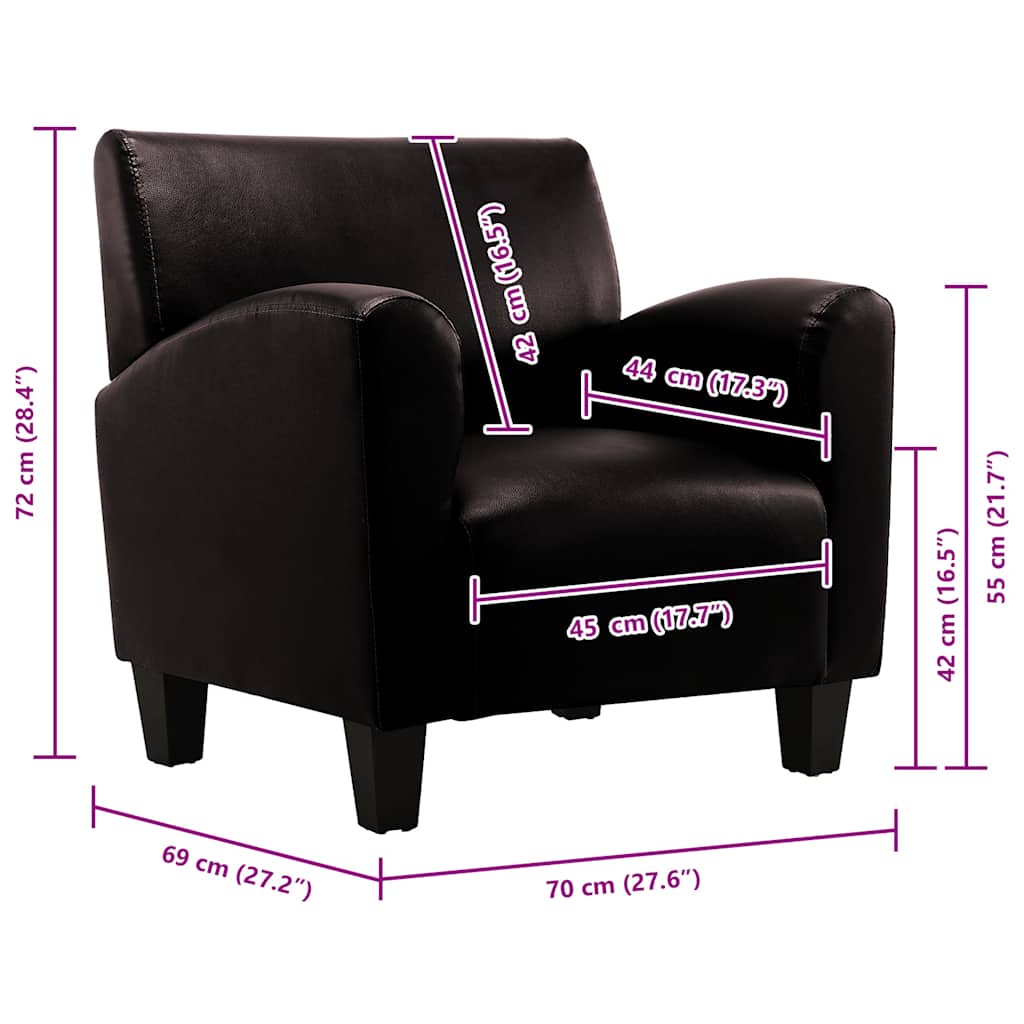 Πολυθρόνα Σκούρο Καφέ από Συνθετικό Δέρμα - PAKOBAZAAR